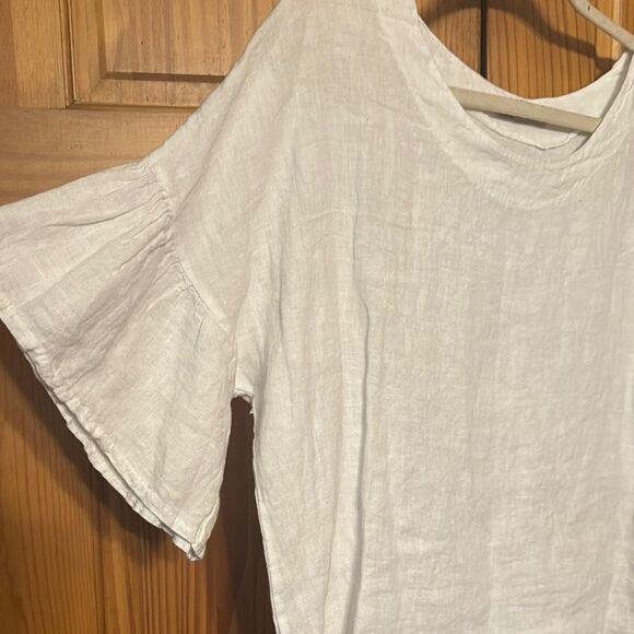Viola Borghi linen  ruffle  Sleeve top - Picture 2 of 4